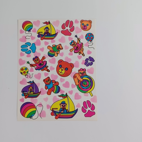 Vintage Lisa Frank Sticker Sheet S124 Bears -Boats -Ballet -HTF Rare 80s -Unused - Picture 6 of 12